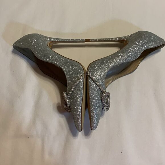 Sam Edelman Size 9 Deela pointed toe silver heels with silver rope bow detail - Picture 4 of 15